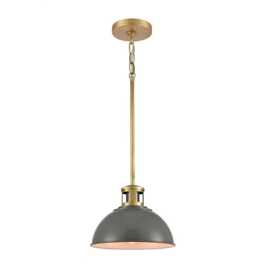 1 Light Mini Pendant in Transitional Style 8 inches Tall and 10 inches Wide-Gray/Brass Finish Bailey Street Home 2499-Bel-3826691