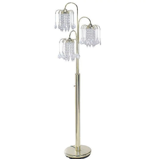 00ORE6866G Polished Brass Finish Floor Lamp with Crystal-Like Shade
