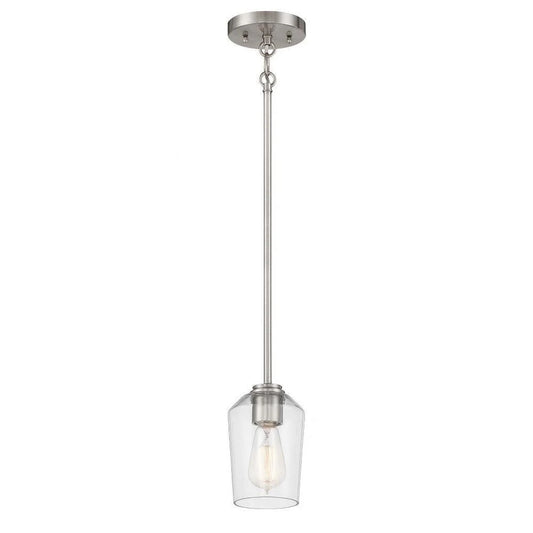 1 Light Mini Pendant in Transitional Style-7.5 inches Tall and 5.13 Inche Wide-Brushed Polished Nickel Finish Bailey Street Home 139-Bel-4652584
