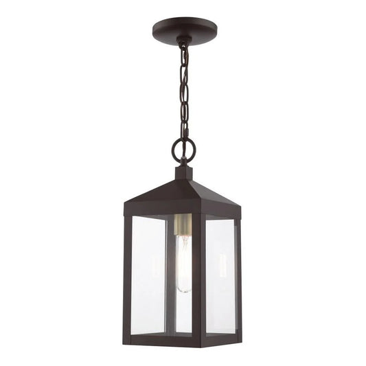 1 Light Outdoor Pendant Lantern in Mid Century Modern Style 6.25 inches Wide By 14.5 inches High-Bronze Finish Bailey Street Home 218-Bel-4432560