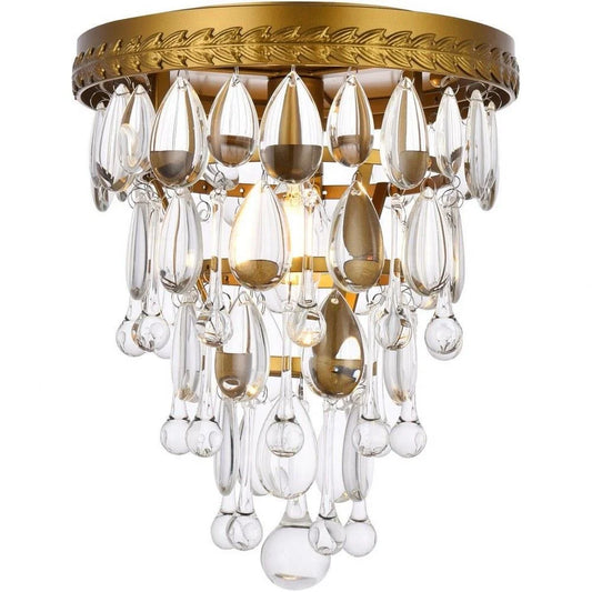 1 Light Flush Mount in Contemporary Style-12 inches Tall and 9 inches Wide-Brass Finish Bailey Street Home 390-Bel-5047349