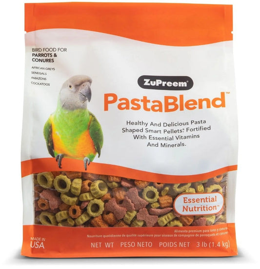 ZuPreem PastaBlend Bird Food for Parrots and Conures Bird Parrot Food, Bird Supplies 9 lb (3 x 3 lb)