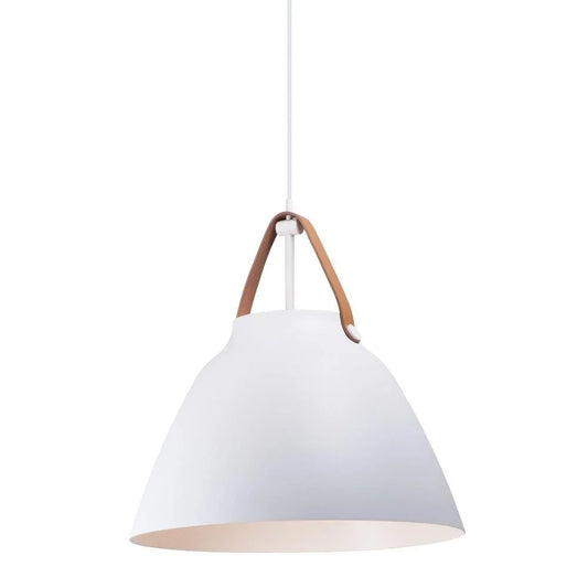 -One Light Pendant-19 inches Wide By 17.75 inches High-Tan Leather/White Finish Bailey Street Home 93-Bel-3086730