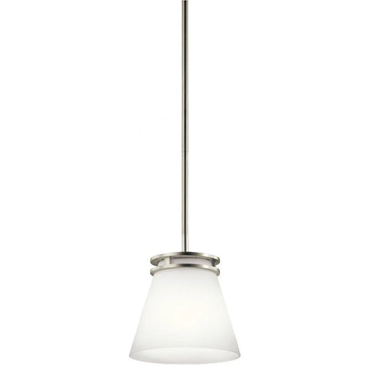 1 Light Contemporary Minimalist Mini Pendant Light Fixture with Satin Etched Cased Opal Glass-Brushed Nickel Finish Bailey Street Home 147-Bel-1634270