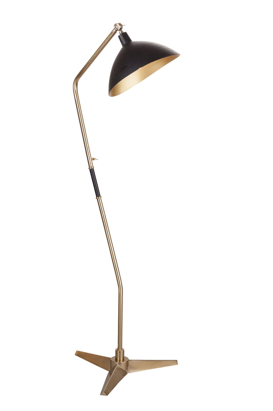 Zep Floor Lamp in Black and Brass Finished Metal