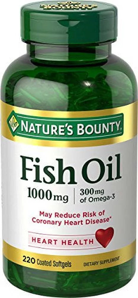 "Nature's Bounty Fish Oil 1000 mg Omega-3, 220 Odorless Softgels Each"