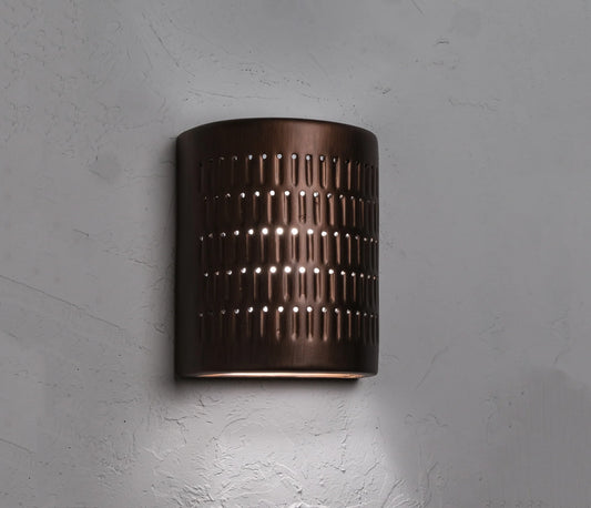 Zenia 10" High Ceramic Outdoor Wall Light, Rubbed Copper Painted Finish, LED Bulb Included