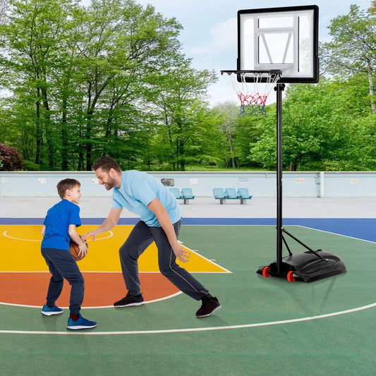 ZenSports 7.2-9.2ft Basketball Hoop System Height Adjustable PVC Backboard for Adult Kids