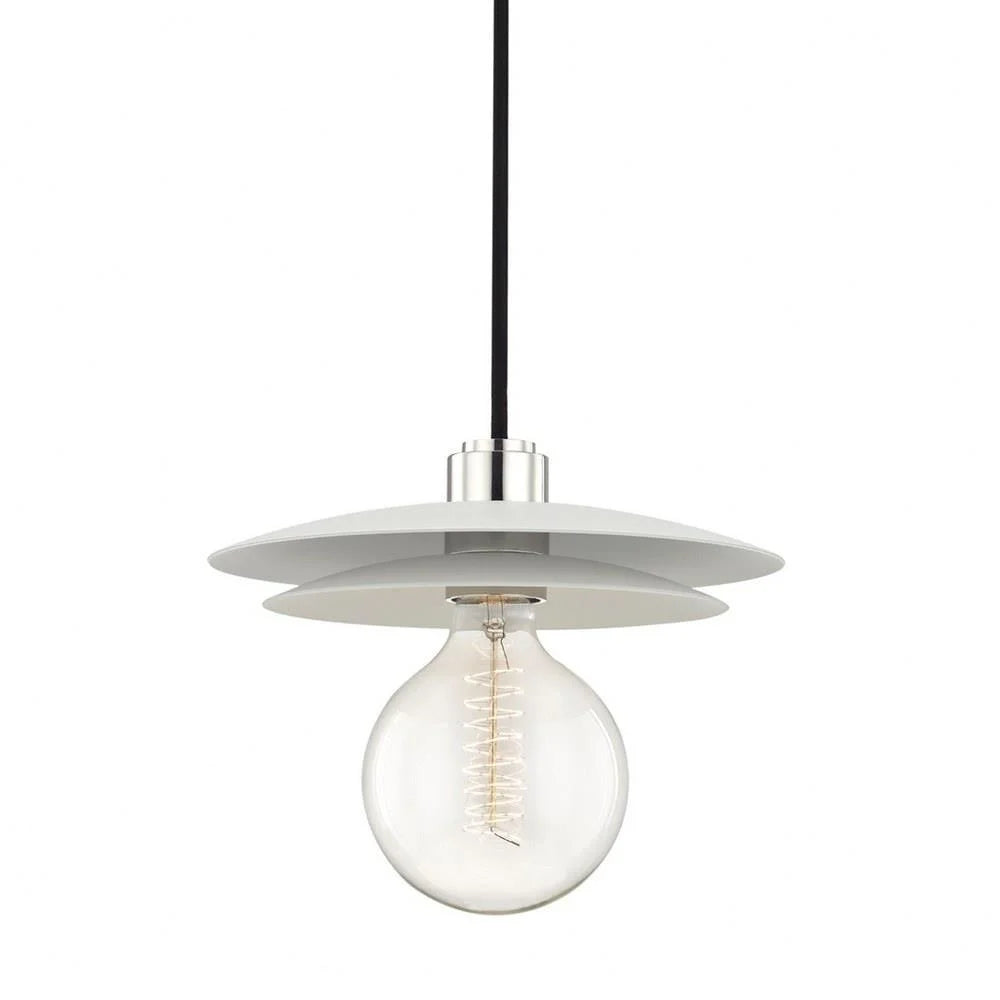 -One Light Large Pendant in Style-10.25 inches Wide By 3.25 inches High-Polished Nickel/White Finish Bailey Street Home 735-Bel-2693053