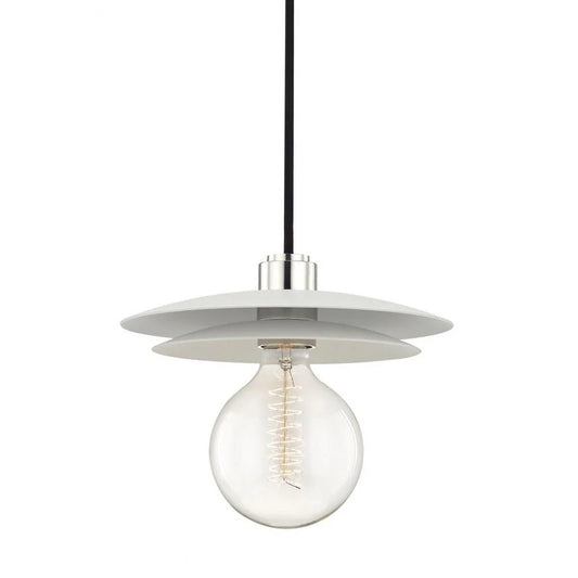 -One Light Large Pendant in Style-10.25 inches Wide By 3.25 inches High-Polished Nickel/White Finish Bailey Street Home 735-Bel-2693053