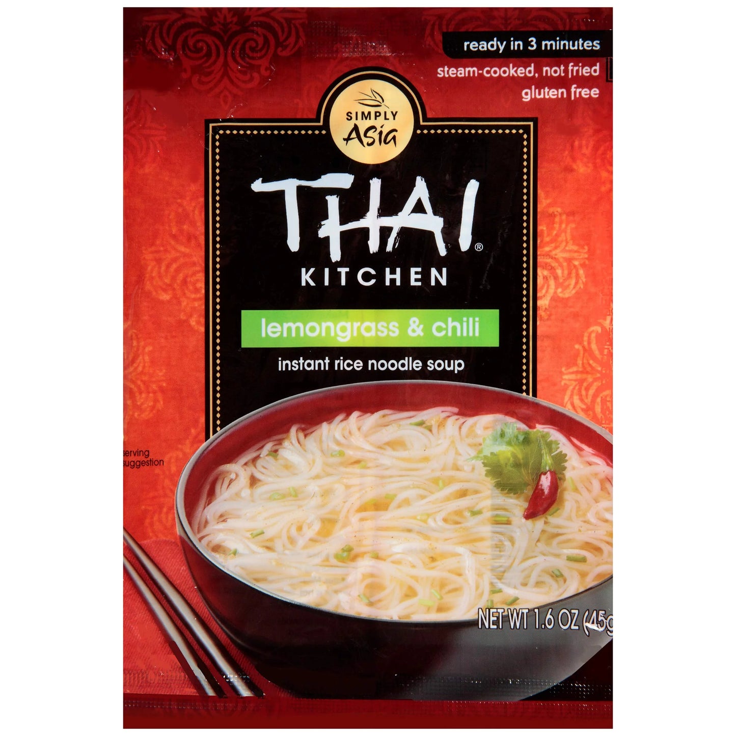 (12 Pack)Thai Kitchen Gluten Free Lemongrass & Chili Instant Rice Noodle Soup, 1.6 oz.