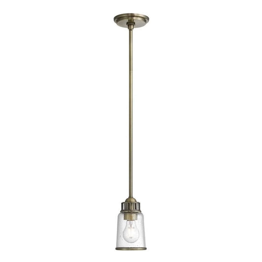 1 Light Mini Pendant in Coastal Style 5 inches Wide By 15 inches High-Antique Brass Finish Bailey Street Home 218-Bel-2513010