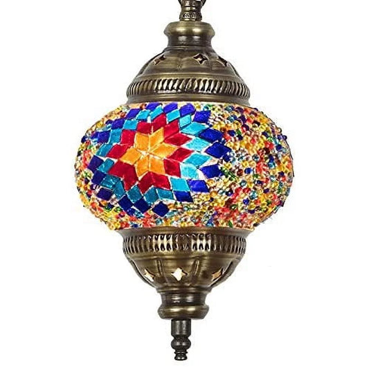 (31 Models) Handmade Pendant Ceiling Lamp Mosaic Shade, 2019 Stunning 16.5" Height - 4.5" Globe, Turkish Moroccan Glass Lantern Arabian Bedside Home Decoration Light Bronze (Mocha)
