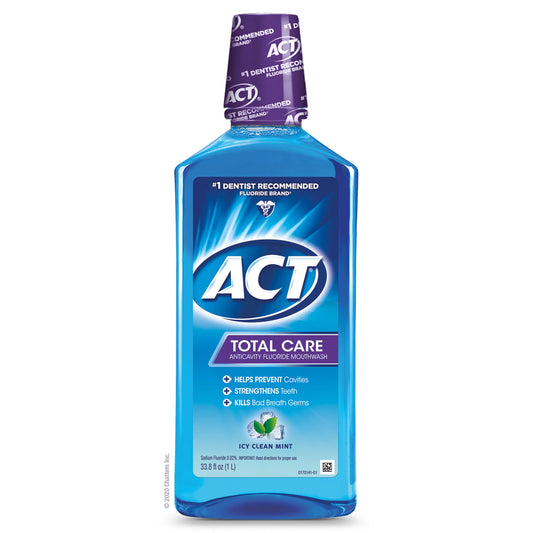 "Act Total Care Anticavity Fluoride Mouthwash, Icy Clean Mint, 18 oz, 3 Pack"